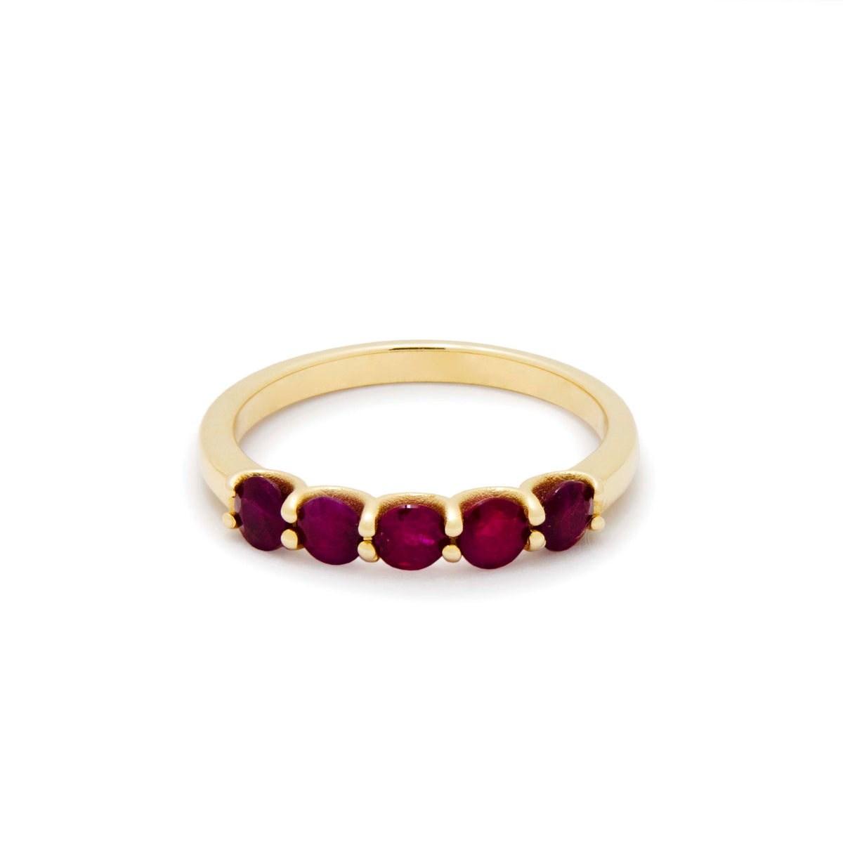 RG1929 Beautiful Ruby Anniversary Band Ring In Delicate Yellow Gold Setting