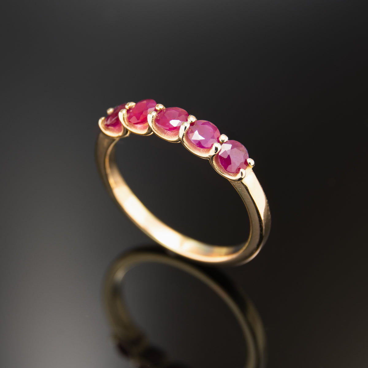 RG1929 Beautiful Ruby Anniversary Band Ring In Delicate Yellow Gold Setting