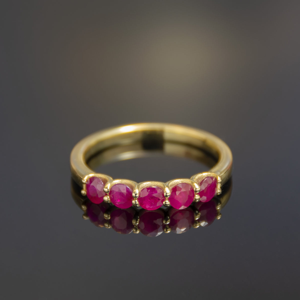 RG1929 Beautiful Ruby Anniversary Band Ring In Delicate Yellow Gold Setting