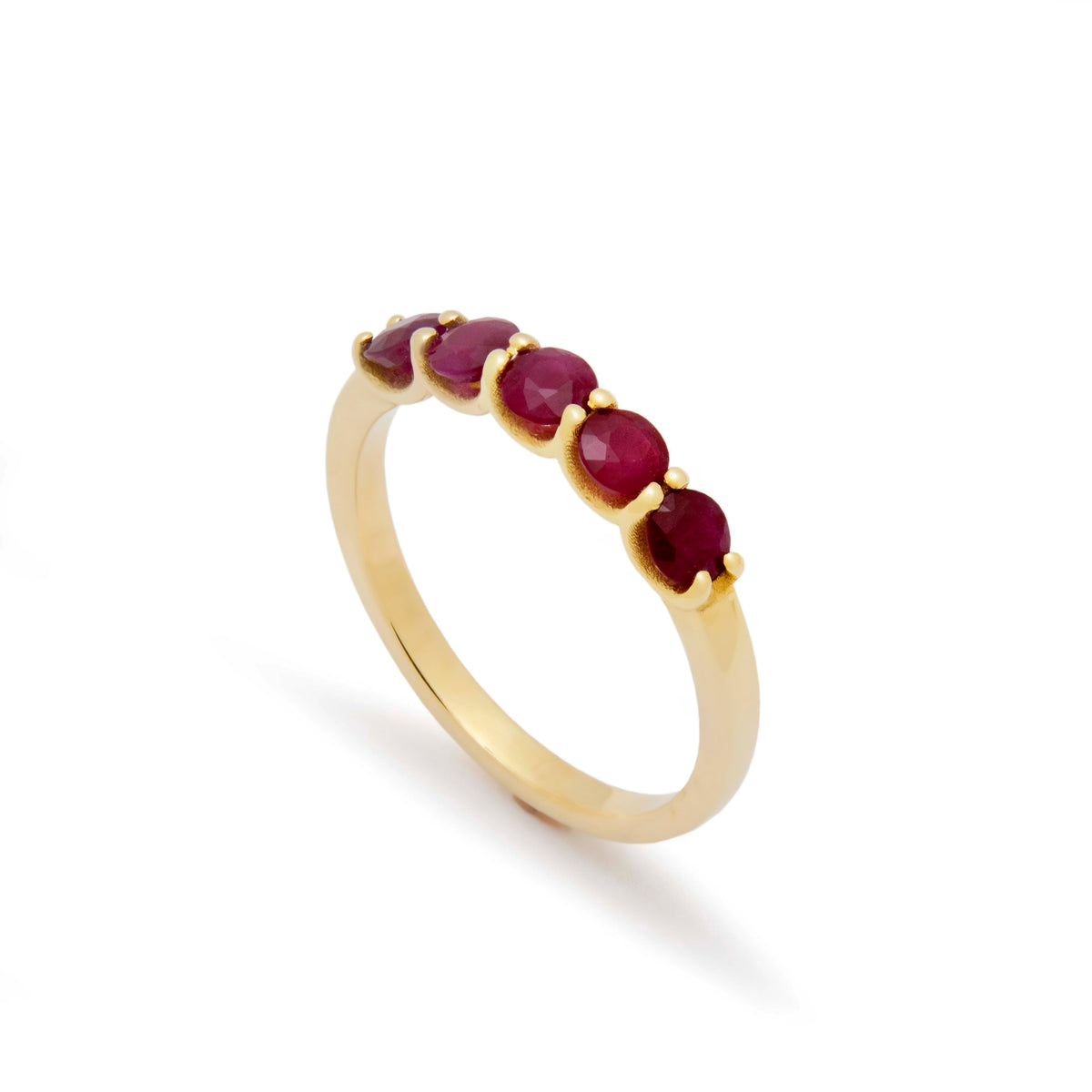 RG1929 Beautiful Ruby Anniversary Band Ring In Delicate Yellow Gold Setting