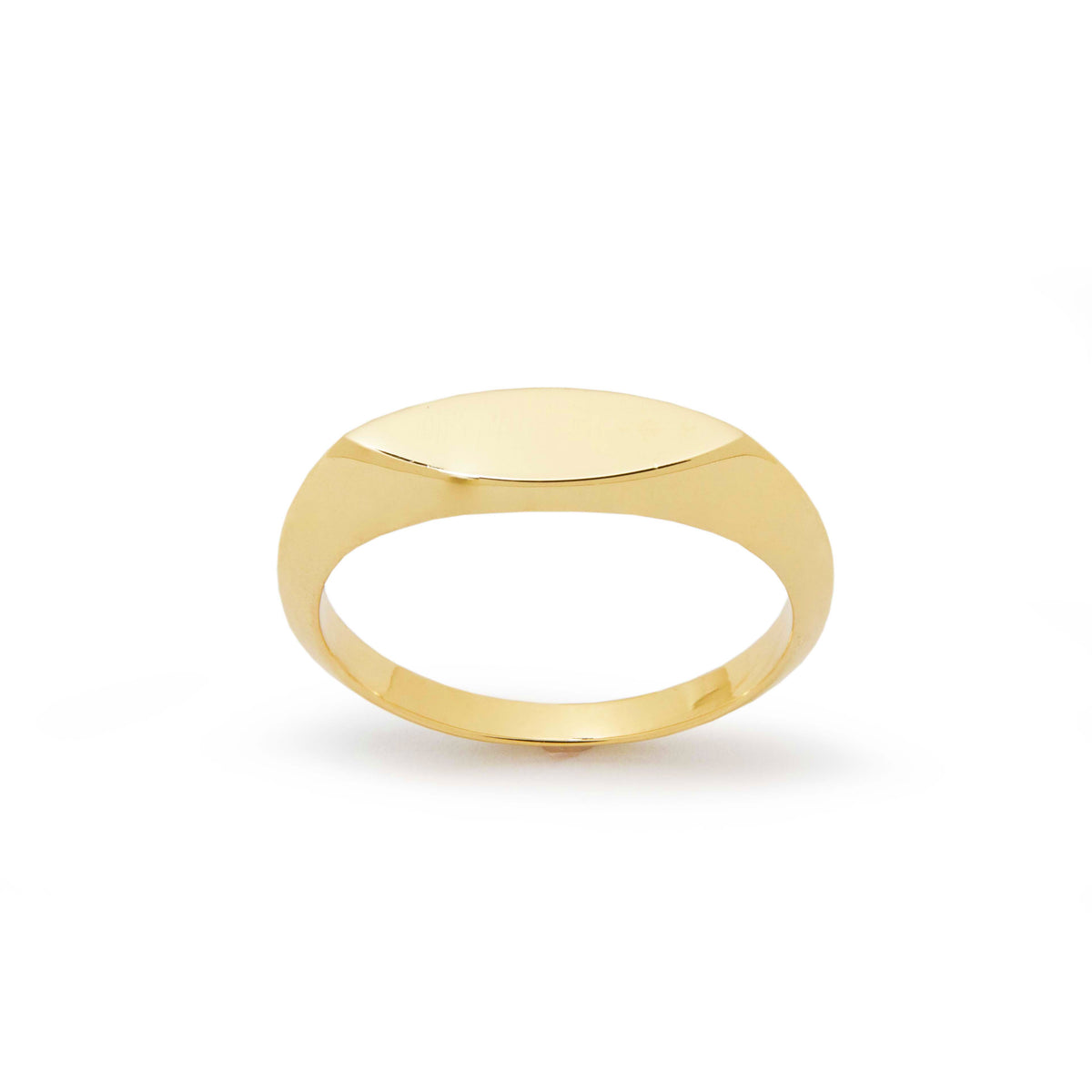 RG1932 Modern Marquise Promise Ring In Sleek Yellow Gold, Signet Ring