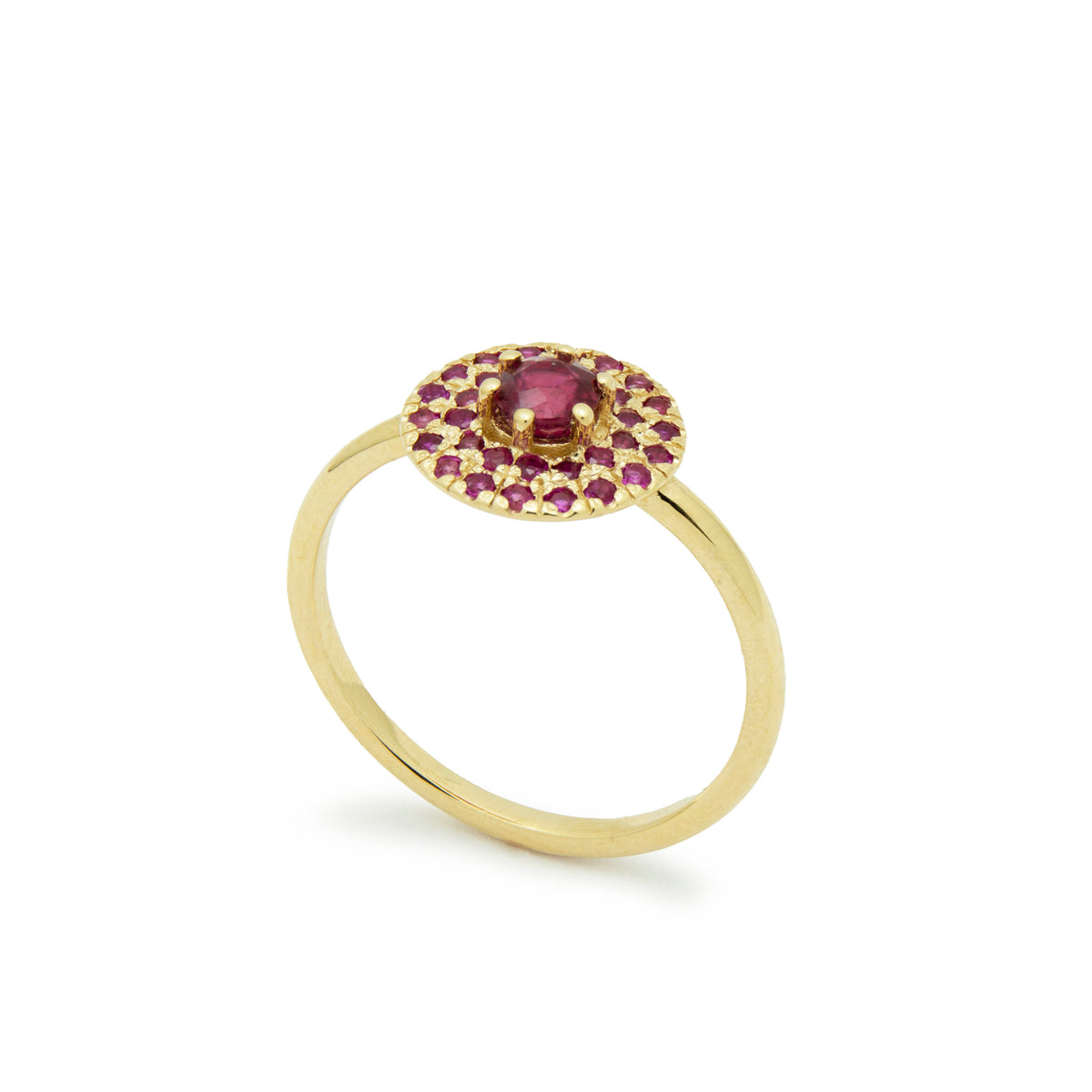 RG1895-1 Round Top Gold Ring with Ruby Stones