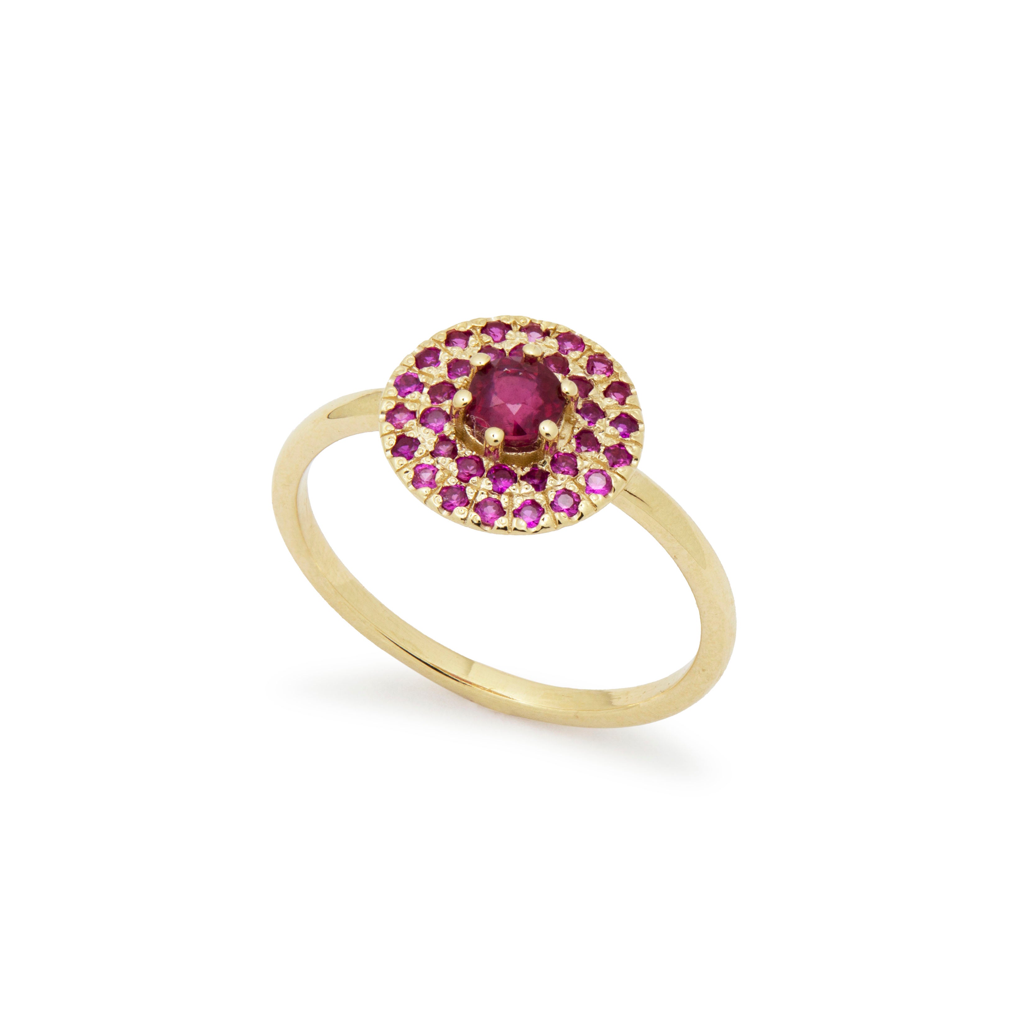 RG1895-1 Round Top Gold Ring with Ruby Stones – ArtisanEffect