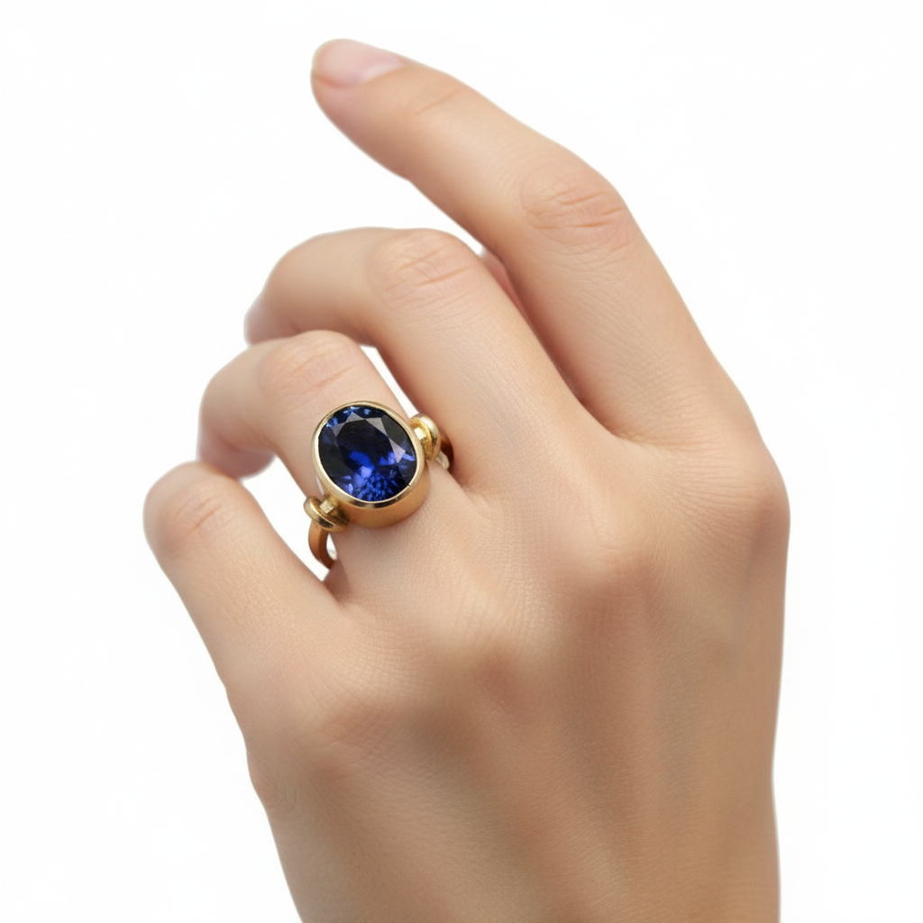 RG1090-2 Matte gold and Sapphire Ring