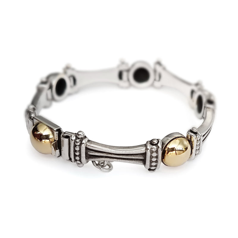 B0645GD Silver and Gold Dome bracelet