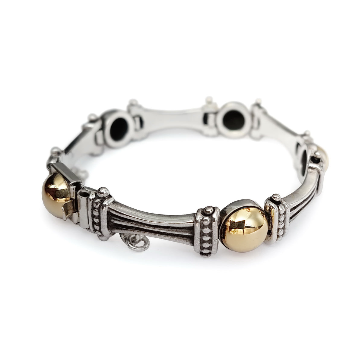 B0645GD Silver and Gold Dome bracelet