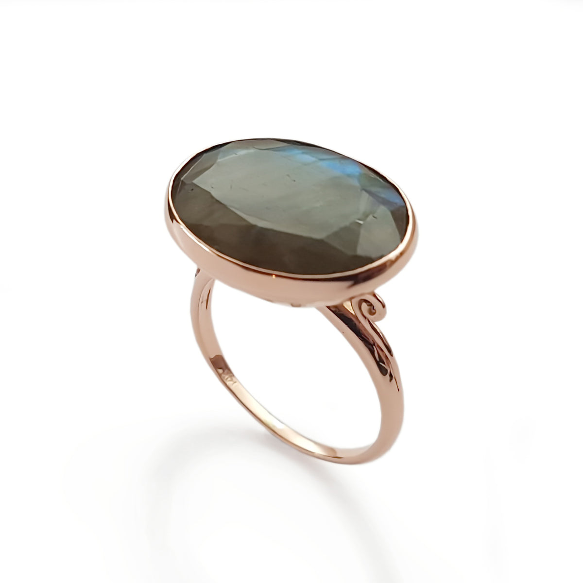 RG1502-2 Rose Gold Victorian Ring with Labradorite