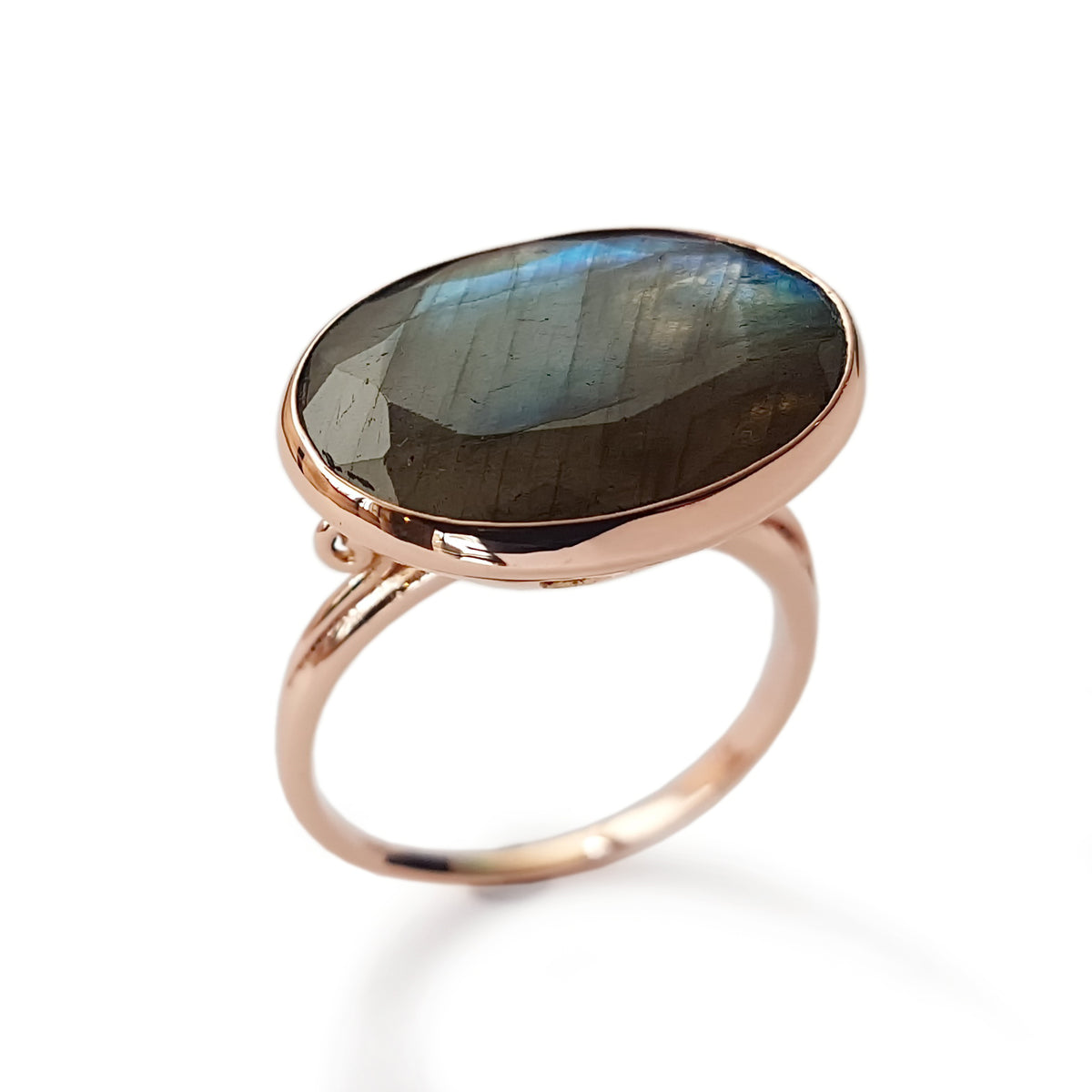 RG1502-2 Rose Gold Victorian Ring with Labradorite