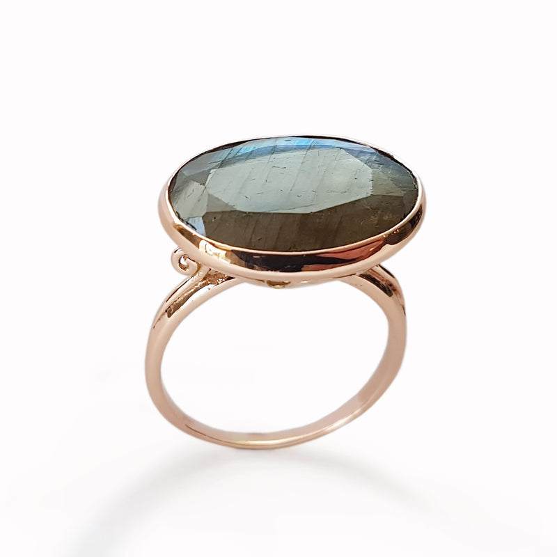 RG1502-2 Rose Gold Victorian Ring with Labradorite