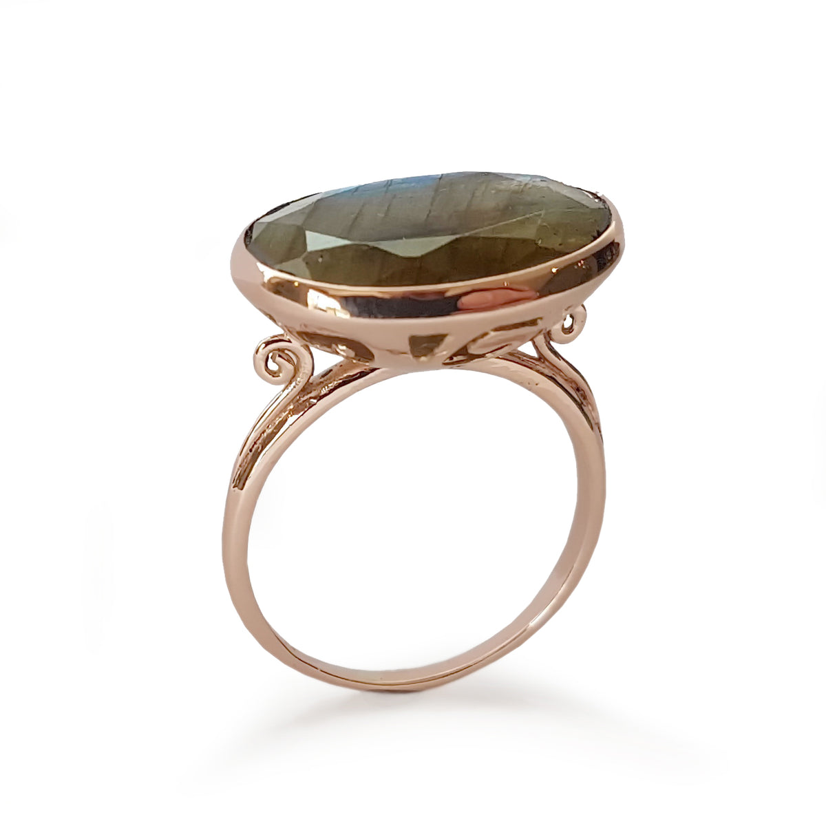 RG1502-2 Rose Gold Victorian Ring with Labradorite