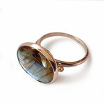 RG1502-2 Rose Gold Victorian Ring with Labradorite