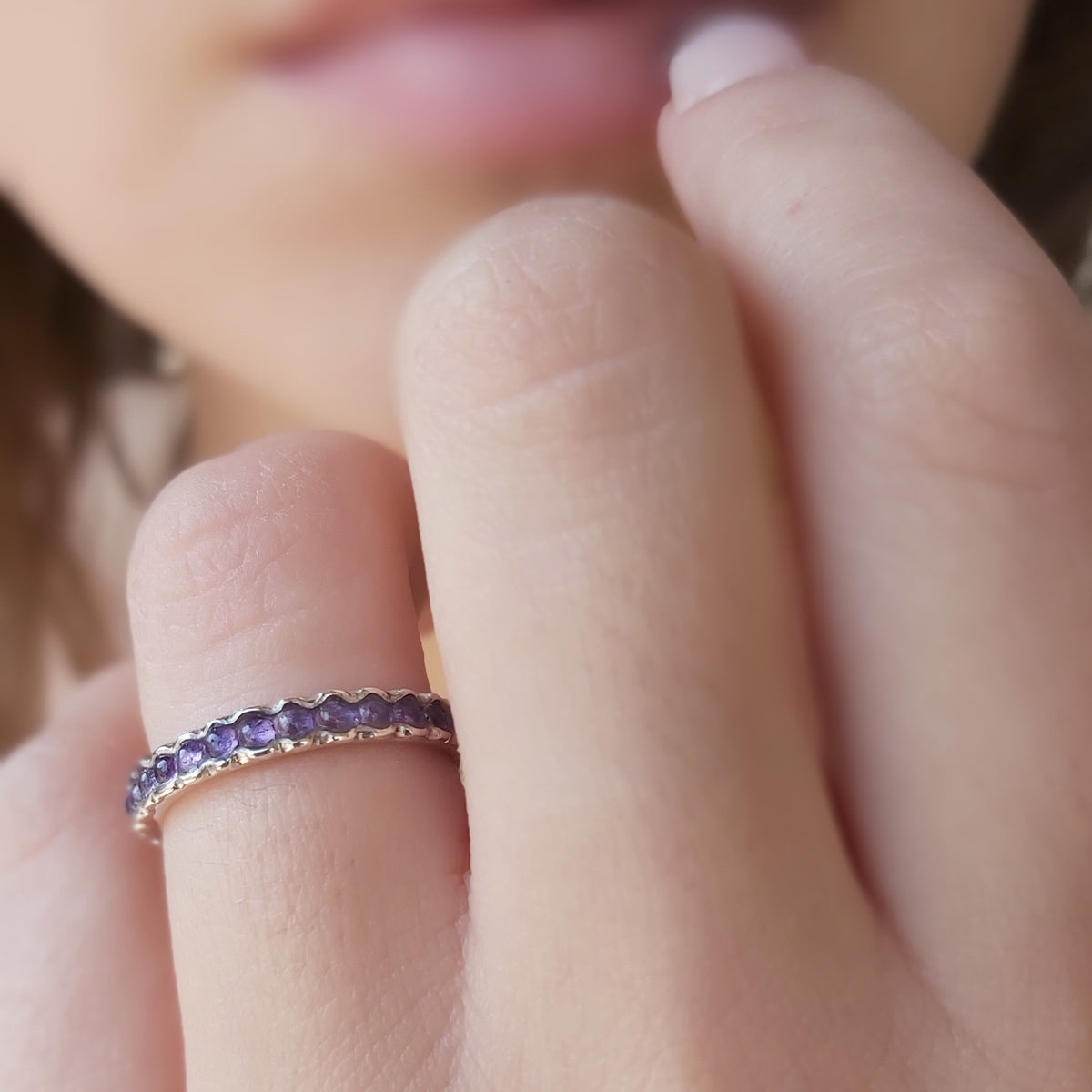 R0911S Silver and Amethyst Stacking Ring