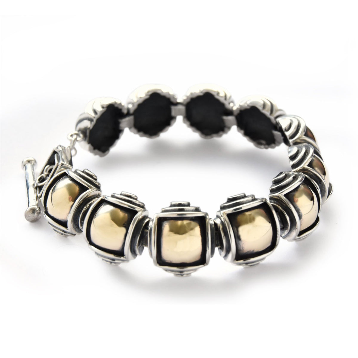 B0627 Two Tone Square Link Bracelet