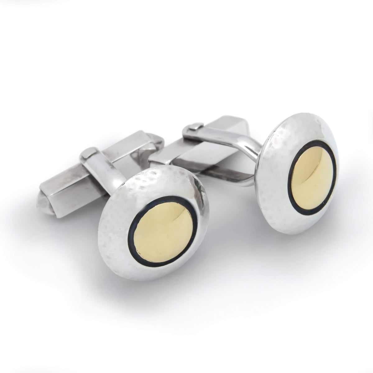 C0235 Classic Two Tone Round Cufflinks