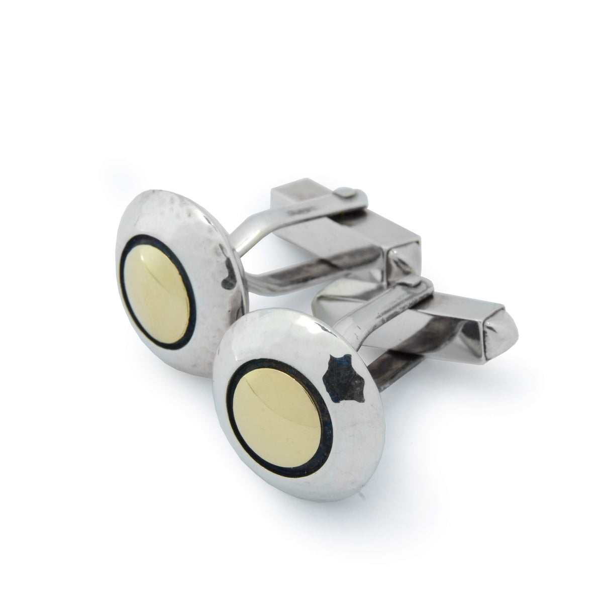 C0235 Classic Two Tone Round Cufflinks