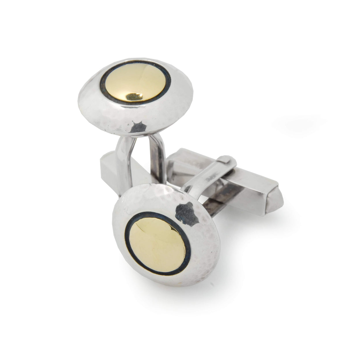 C0235 Classic Two Tone Round Cufflinks