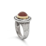 R1432 Rustic Two Tone ring with Red Carnelian