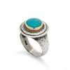 R1432 Rustic Two Tone ring with Turquoise