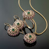 EG2243 Gold Flower Earrings with Emerald and Ruby