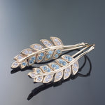 EG2220 Leaf Earrings with Blue Topaz and Zircons