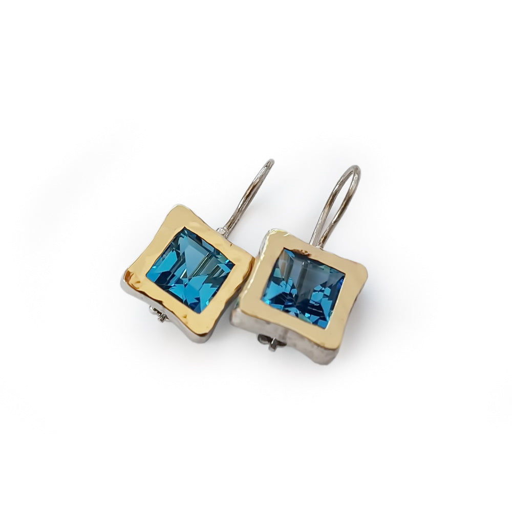 E7716 Blue Quartz Square Earrings