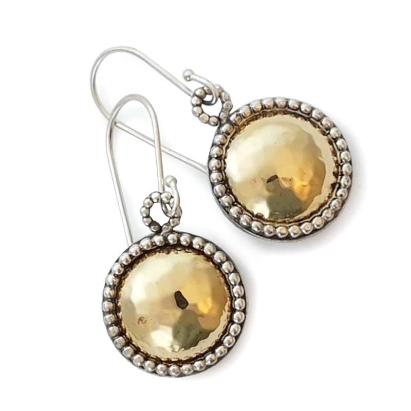 E7751A Silver and Gold Round Earrings