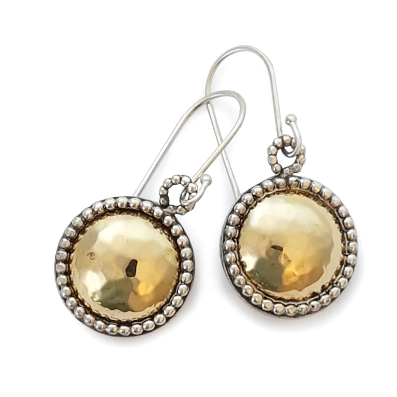 E7751A Silver and Gold Round Earrings