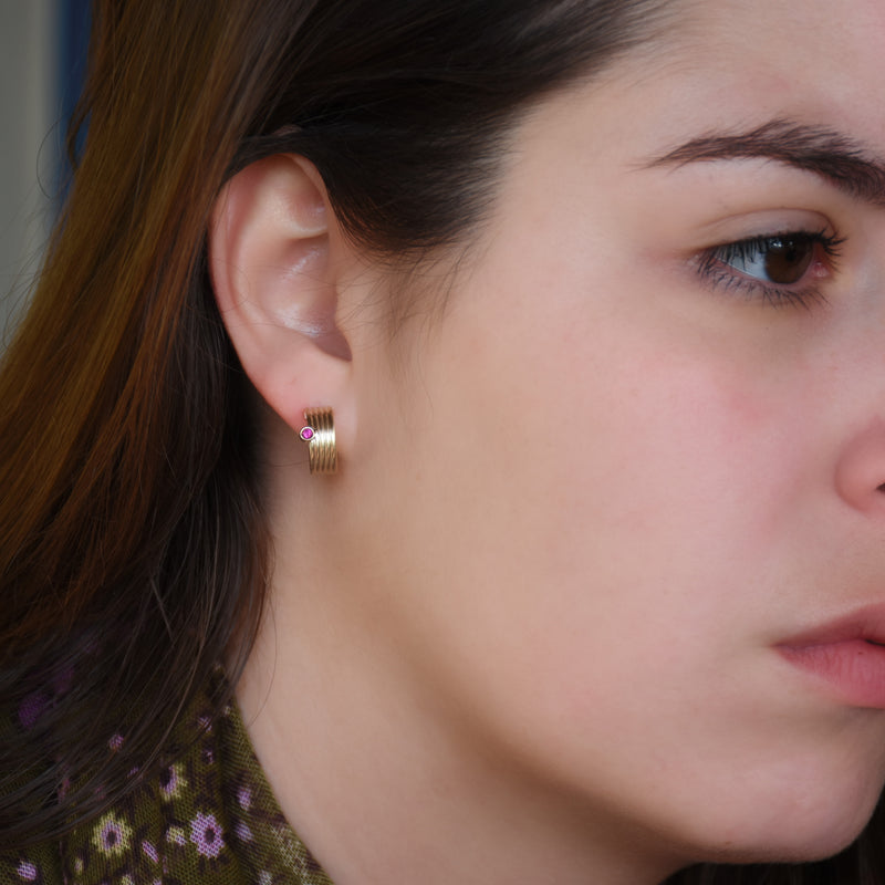 EG0224 Ruby Gold hoop earrings