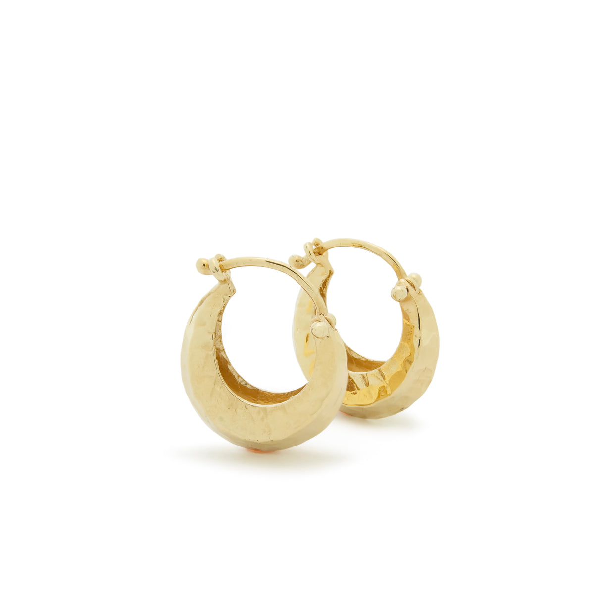 EG0375 Hammered Gold Hoop Earrings