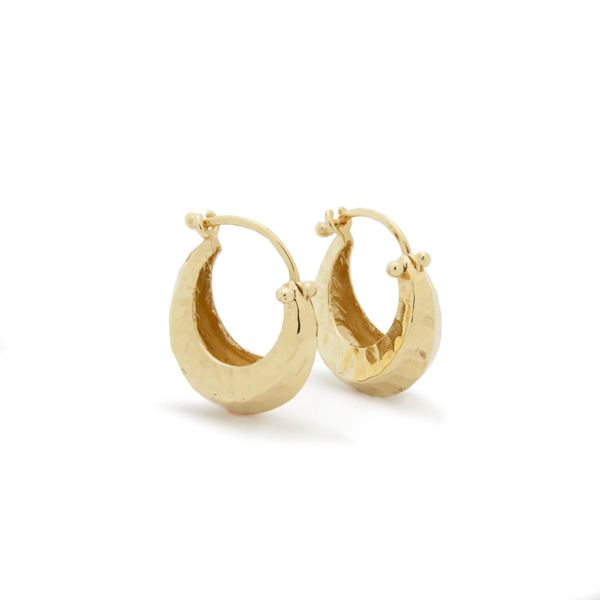 EG0375 Hammered Gold Hoop Earrings