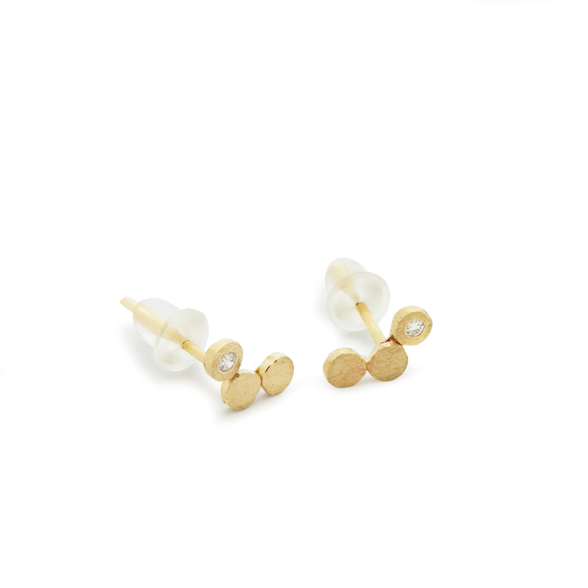 EG0757A-1 Three Gold Dots Studs with Diamonds