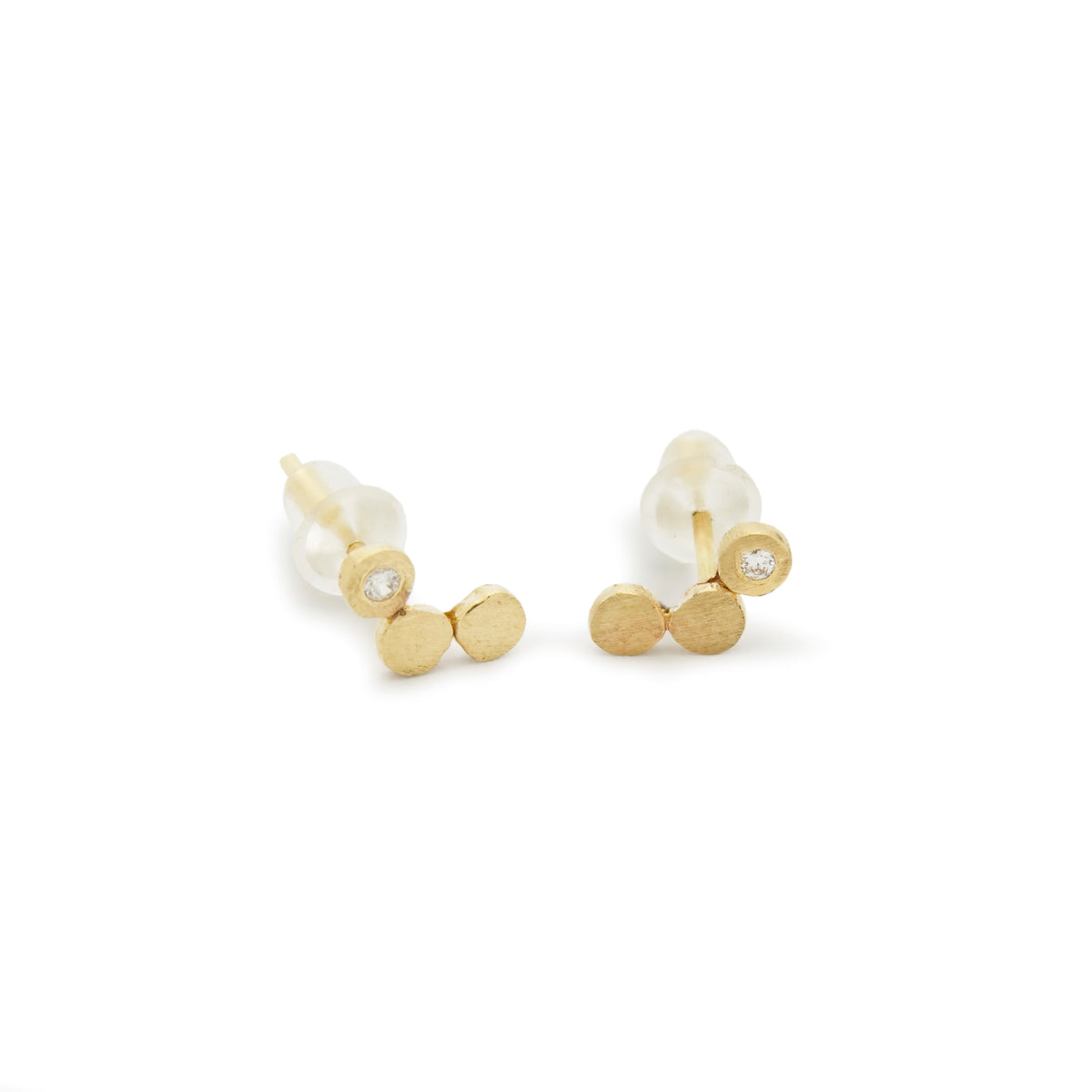 EG0757A-1 Three Gold Dots Studs with Diamonds