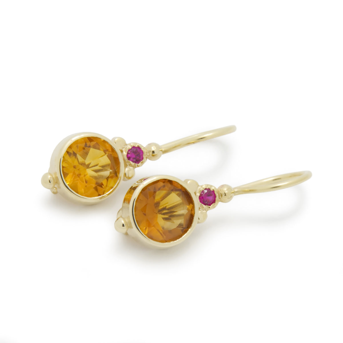 EG2217 Gold Drop Earrings with Citrine and Ruby