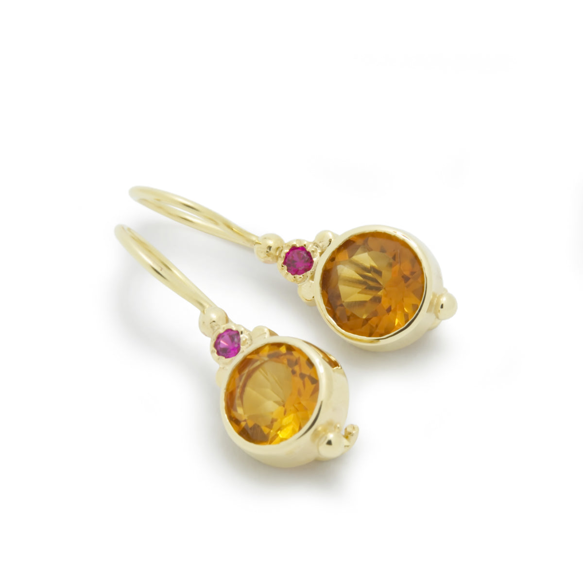 EG2217 Gold Drop Earrings with Citrine and Ruby