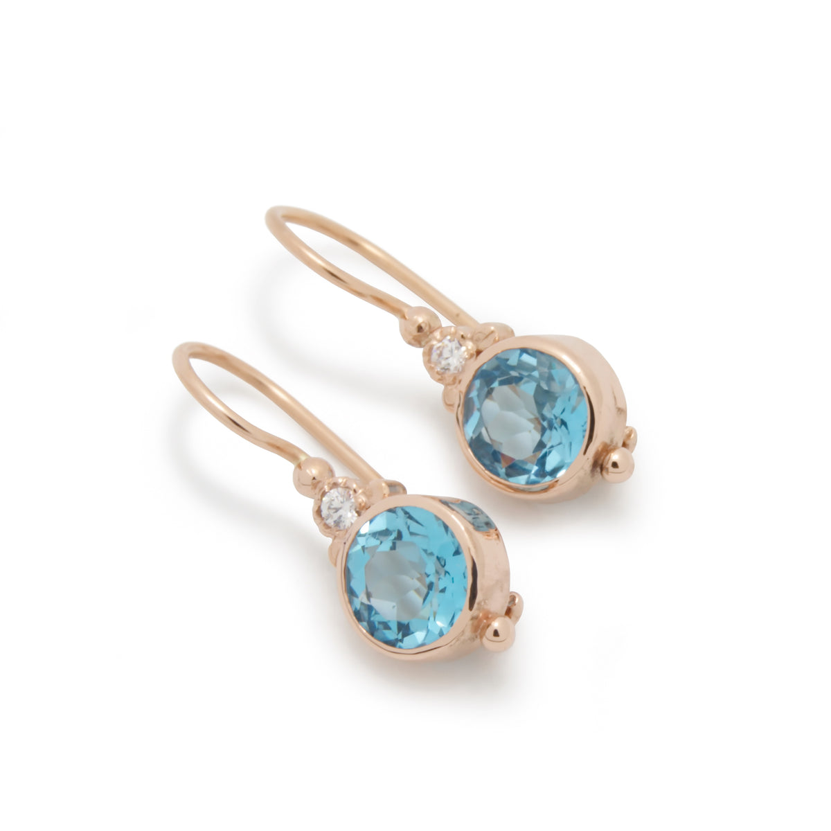 EG2217-1 Gold Drop Earrings with Blue Topaz and Zircons