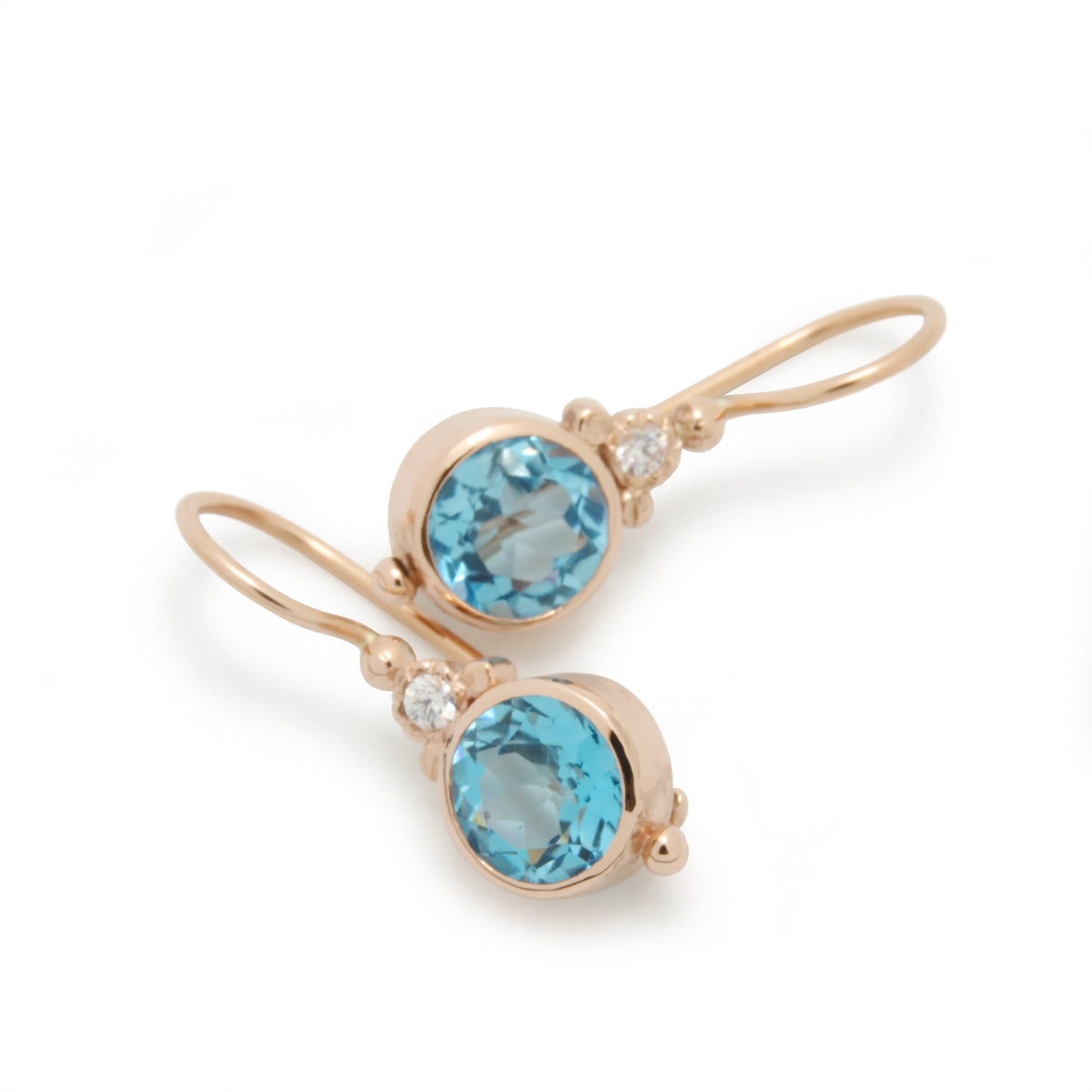 EG2217-1 Gold Drop Earrings with Blue Topaz and Zircons