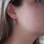 EG2217-1 Gold Drop Earrings with Blue Topaz and Zircons