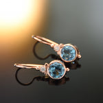 EG2217-1 Gold Drop Earrings with Blue Topaz and Zircons