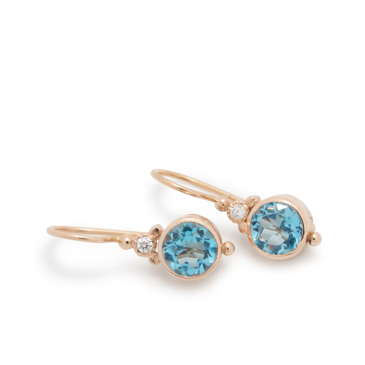 EG2217-1 Gold Drop Earrings with Blue Topaz and Zircons