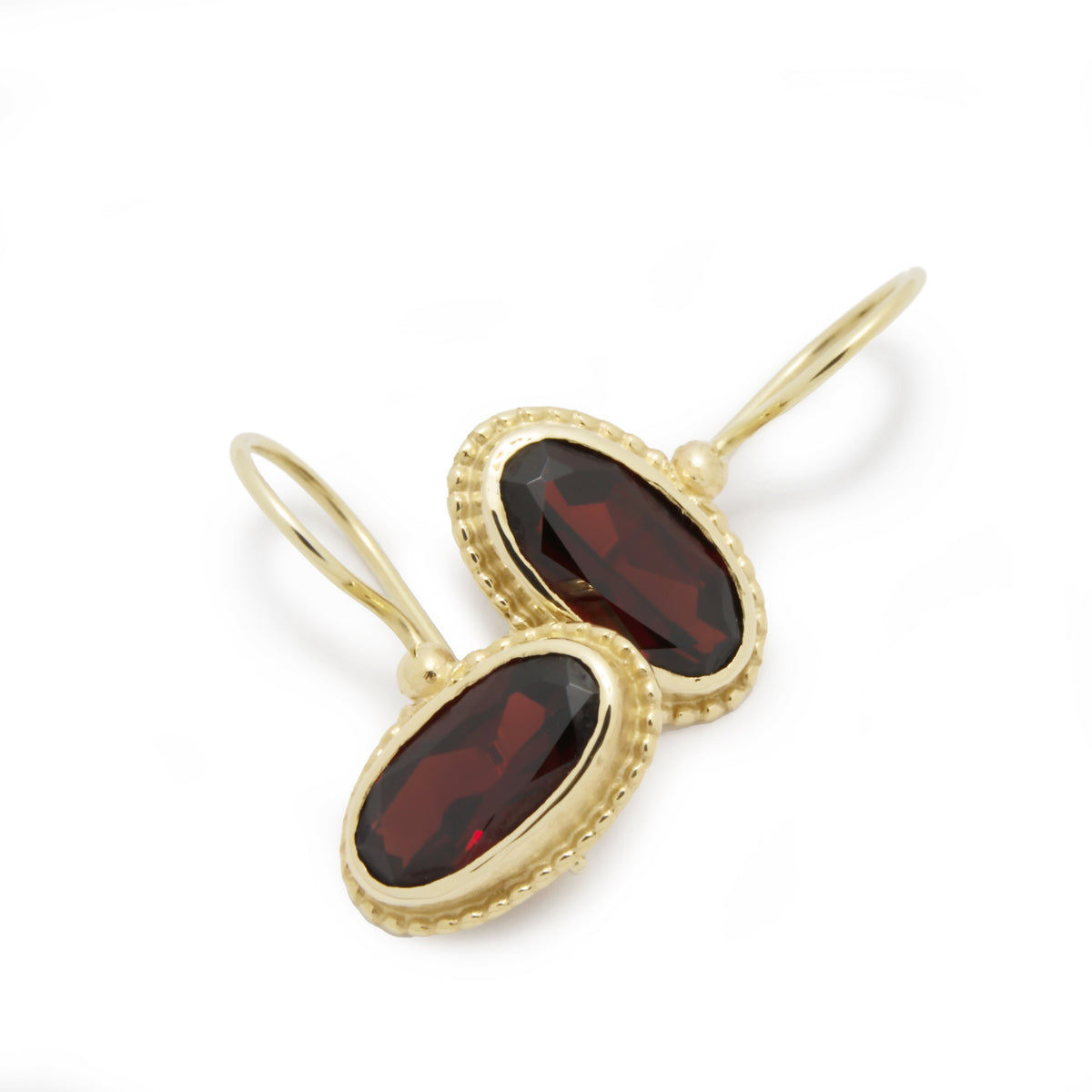 EG2218-2 Oval Gold Earrings with Garnet