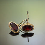 EG2218-2 Oval Gold Earrings with Garnet