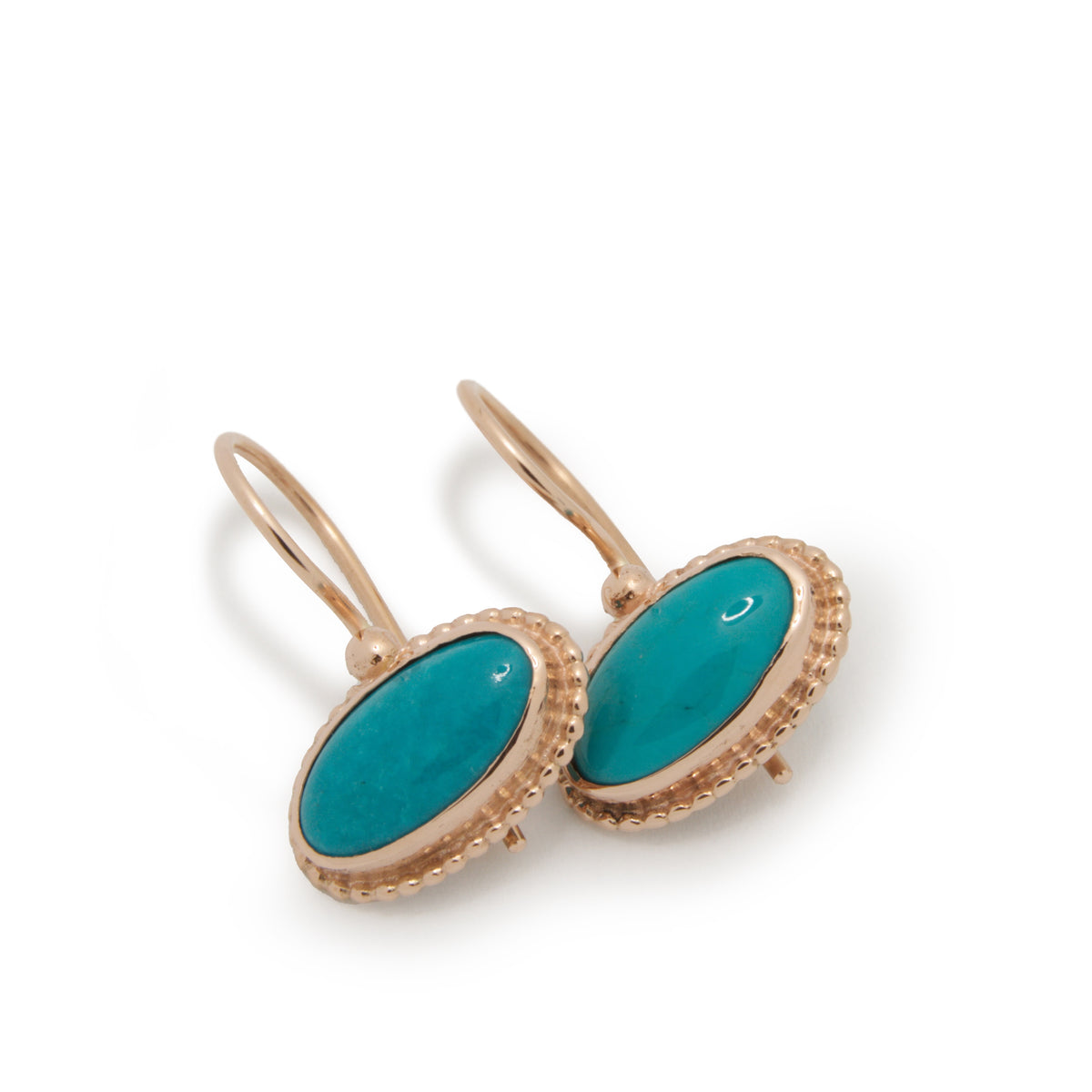 EG2218-3 Oval Gold Earrings with Turquoise