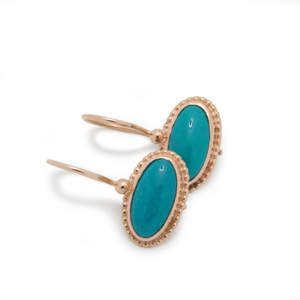 EG2218-3 Oval Gold Earrings with Turquoise