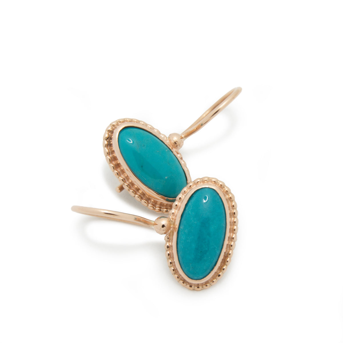 EG2218-3 Oval Gold Earrings with Turquoise