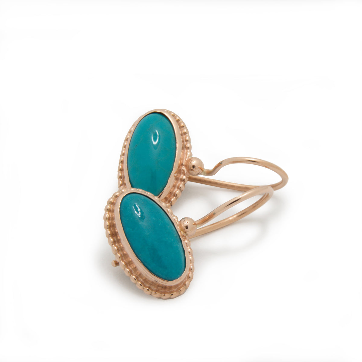 EG2218-3 Oval Gold Earrings with Turquoise