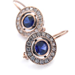 EG2219-1 Gold Drop Earrings with Blue Sapphire and Clear Zircons