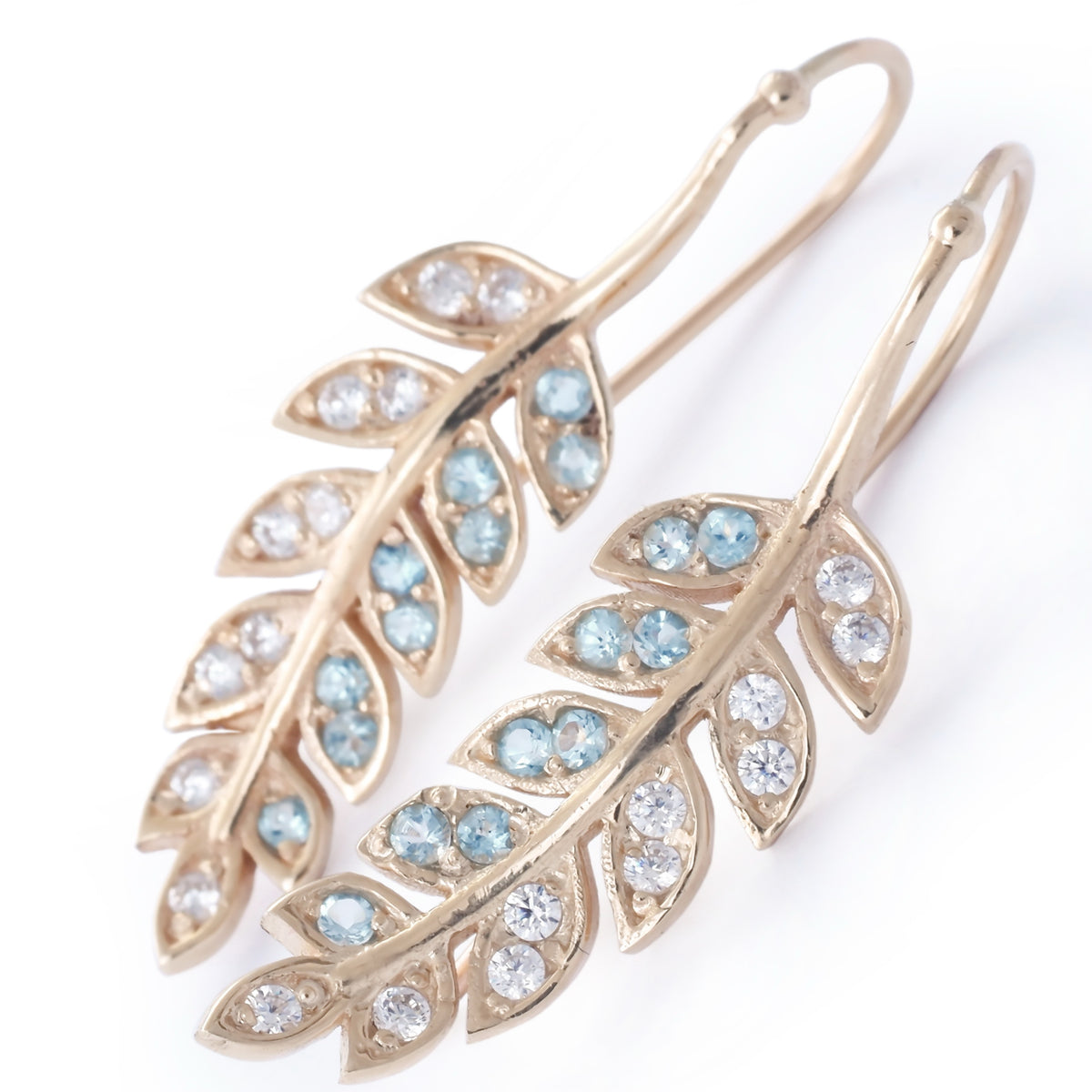 RG1835-2   Gold and Topaz open leaf ring