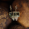 EG2221 Gold Square Drop Earrings with Green Spinel
