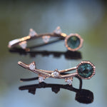 EG2222-1 Rose Gold Climbers earrings with Green Spinel and Diamonds
