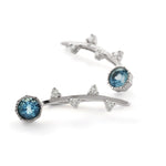 EG2222 White Gold Climbers earrings with Blue Topaz and Diamonds